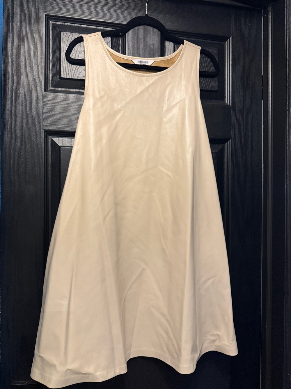 BB Dakota Cream Faux Leather Swing Midi Dress